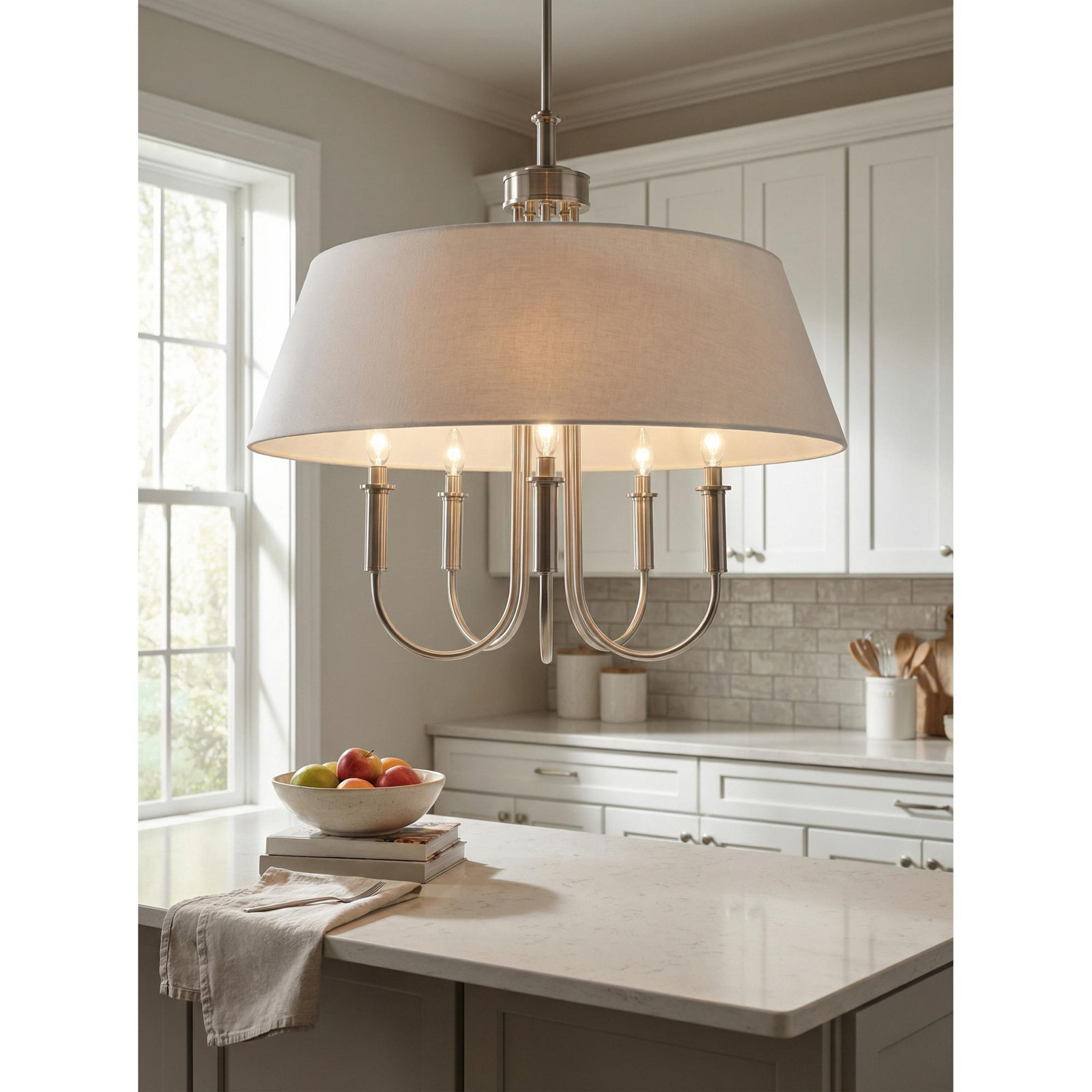 Iron 5-Light Chandelier, Silver