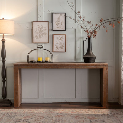 Console en bois massif de style rétro pour le salon, la table longue, le couloir d'entrée, le matériau, la surface imperméable, la configuration sans effort, l'utilisation polyvalente dans de nombreux espaces domestiques et le bois, simple