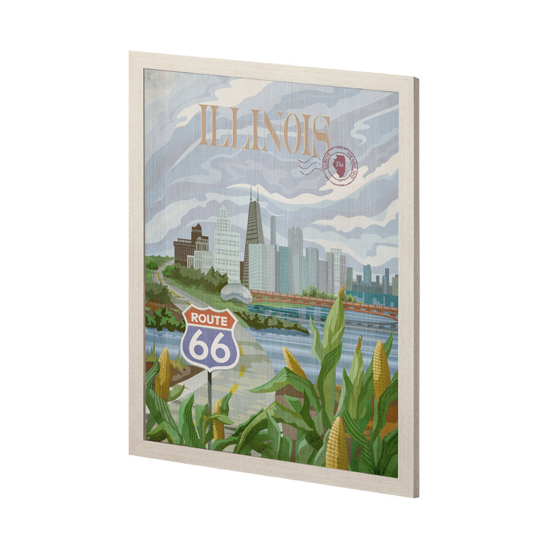 «Illinois Go a», reproduction d'art encadrée sous verre, H 43 po x l 33 po x P 1,5 po, Cadre photo brun simple, Non