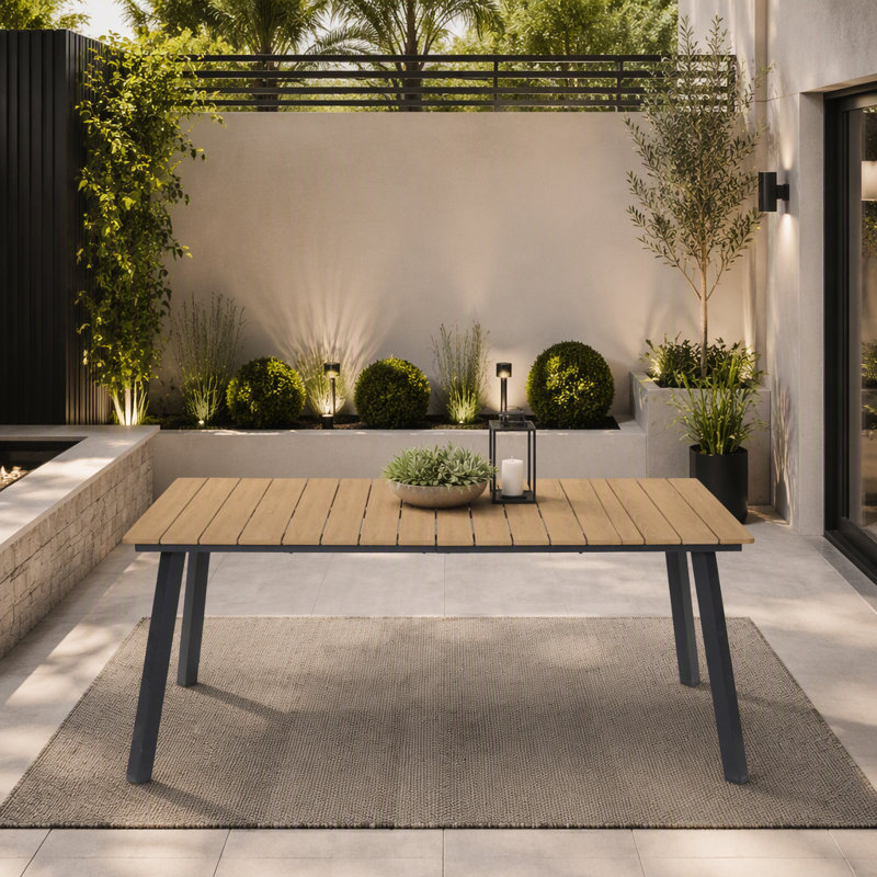 Table de salle à manger d'extérieur pliante avec trou pour parasol