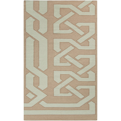 Tapis taupe / brun clair en laine tissé à la main Alameda