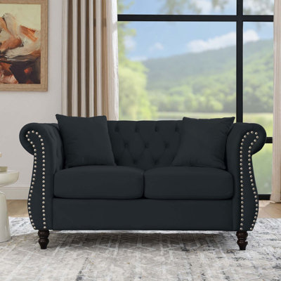 Chesterfield Tufted 2-Seater Sofa with Rolled Arms Nailhead Trim for Living Spaces
