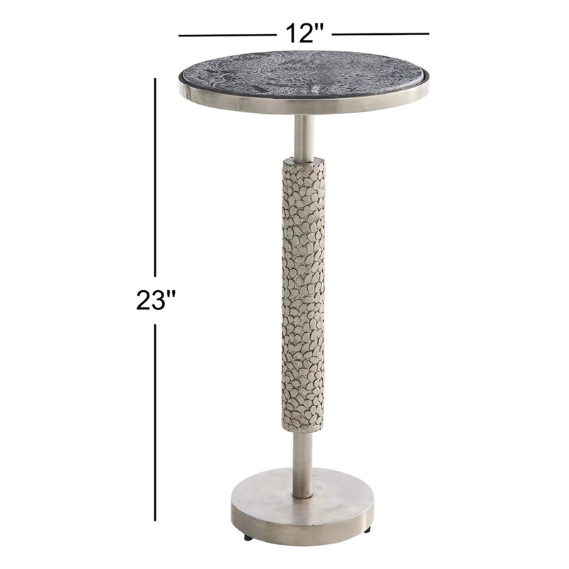 Hammered Martini Table, Gray/Antique Nickel