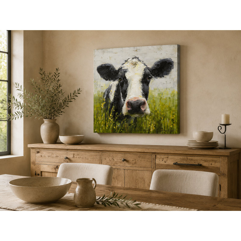 «Curious Cow», art mural sur toile tendue, H 40 po x l 40 po