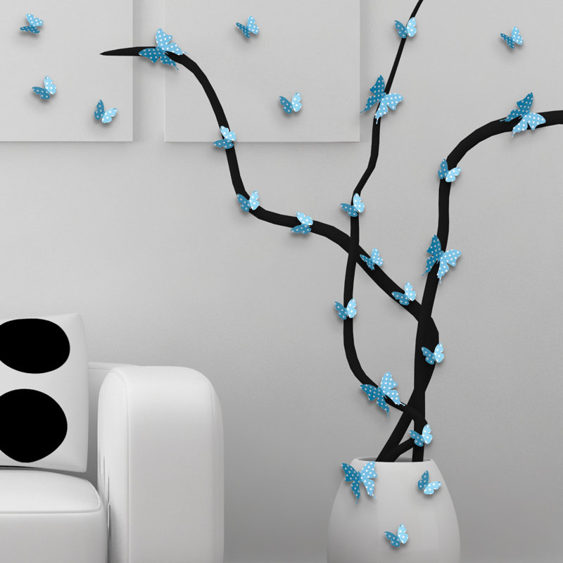 Autocollant mural papillons, Bleu