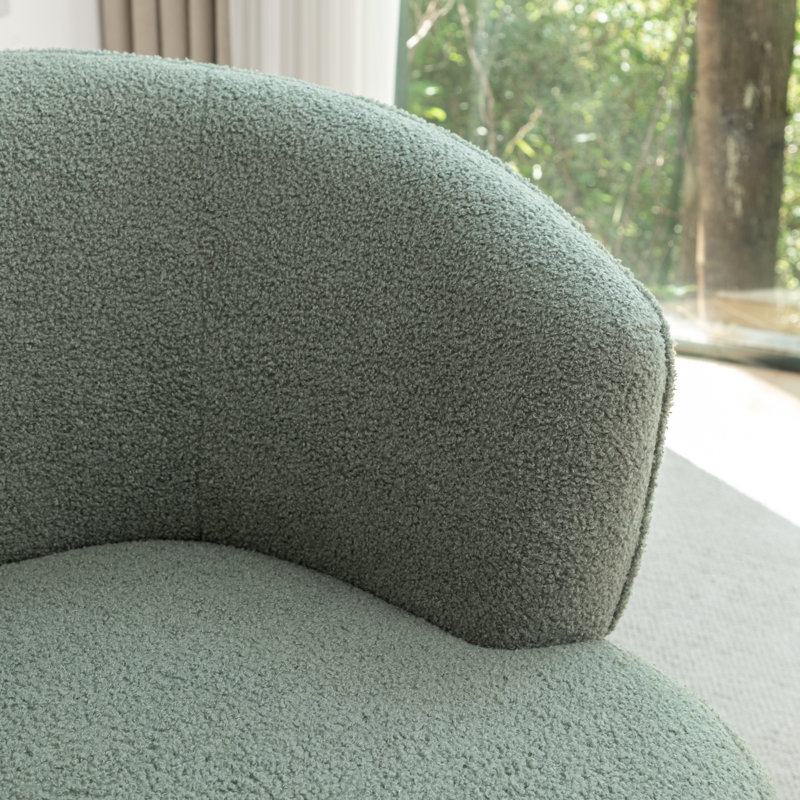 Olevide Swivel Barrel Chair, Green Teddy
