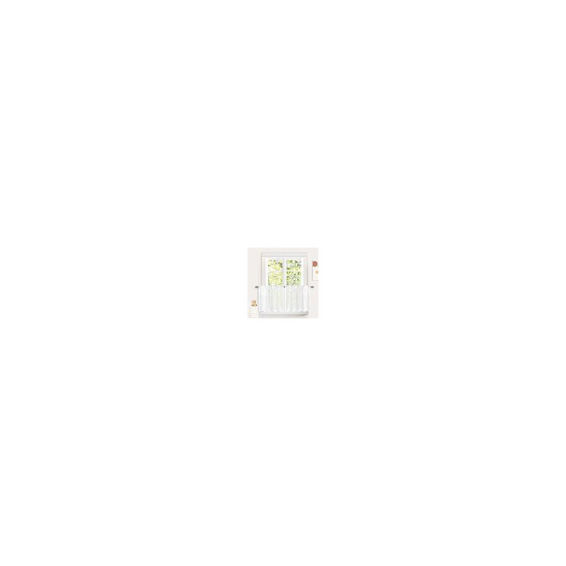 Rideau de cuisine Jaylin blanc bouleau, L 30 po x L 24 po