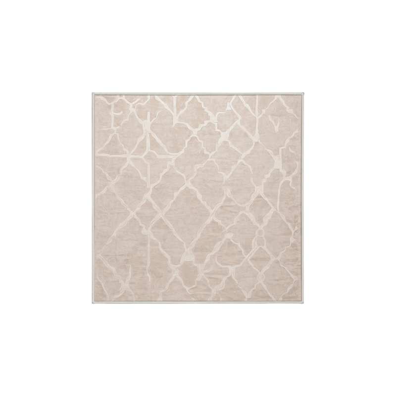 Machine Washable Beige Area Rug, Square 6'