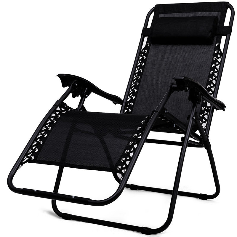 Kahleesi Outdoor Chaise Lounge Set with Table, Black