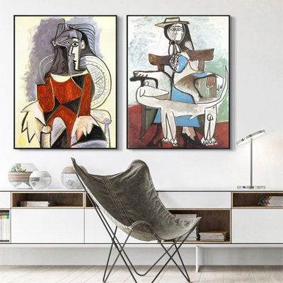 Ensemble de 2 toiles encadrées par Pablo Picasso Wall Art Series # 6 Living Office Home Decorations