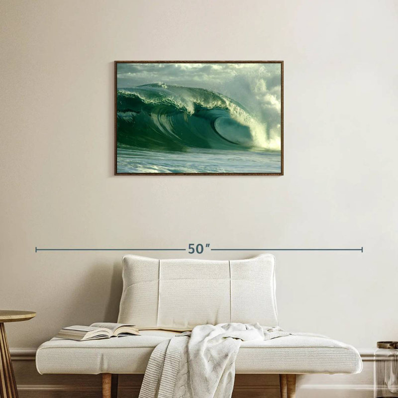 Vague d'océan vert, Cadre flottant noyer, 31 po x 21 po
