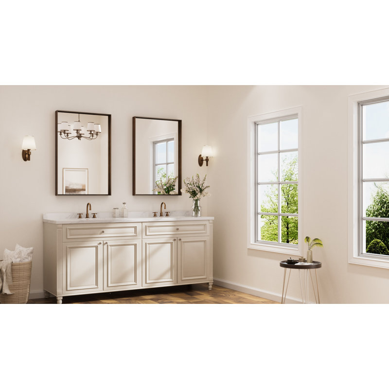 Rectangle Bathroom Vanity Mirror with Aluminum Frame and Tempered Glass, 36" x 24", Bronze
