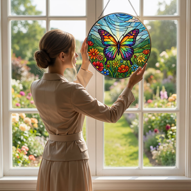 Vitrail de jardin en verre coloré 12 "H, H 12 po x l 12 po
