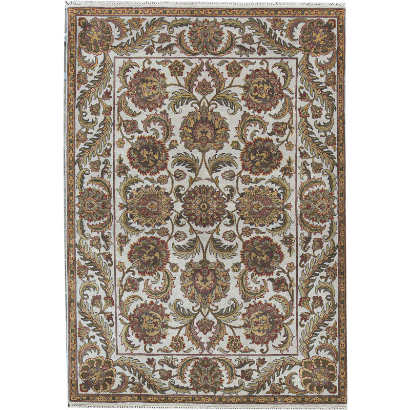 Tapis ivoire et ivoire noué à la main de haute qualité