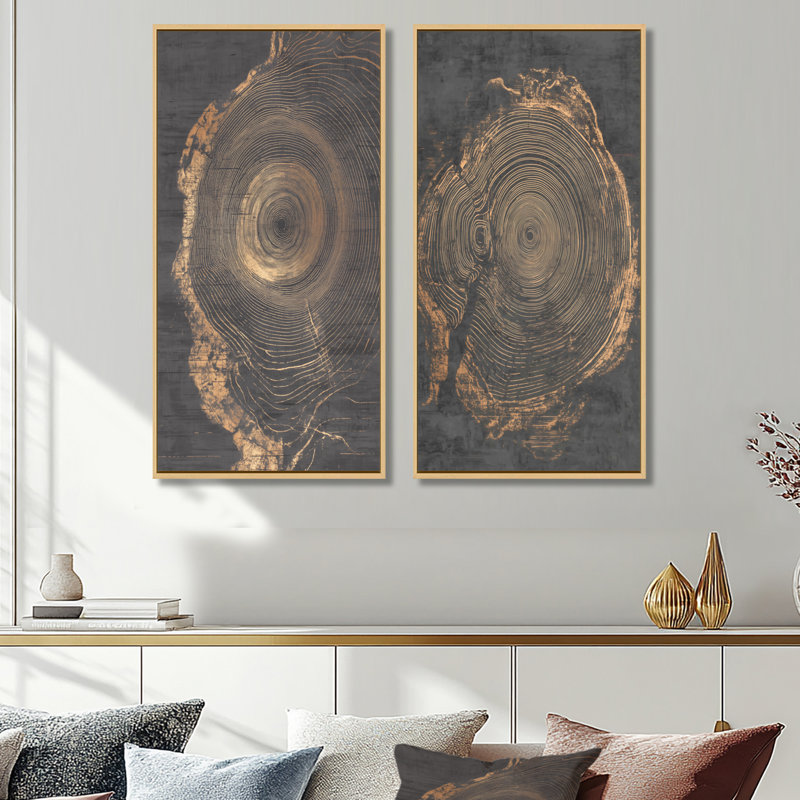 Impression sur toile 2 pièces, H 40 po x l 40 po, Cadre naturel flottant