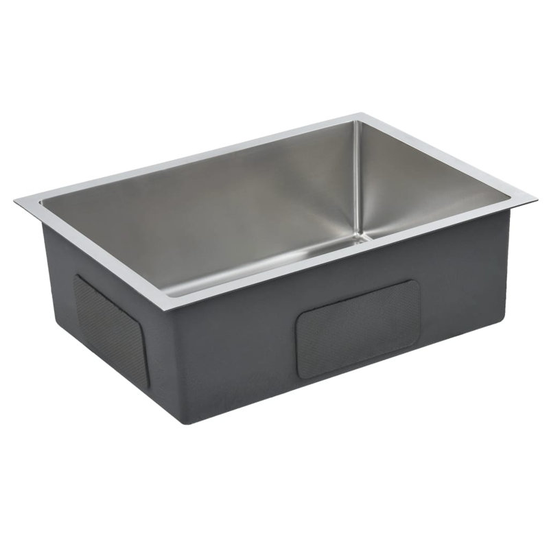vidaXL Kitchen Sink with Strainer, Stainless Steel Top-Mount Sink, Fast Drainage, Anti-Corrosion, Silver