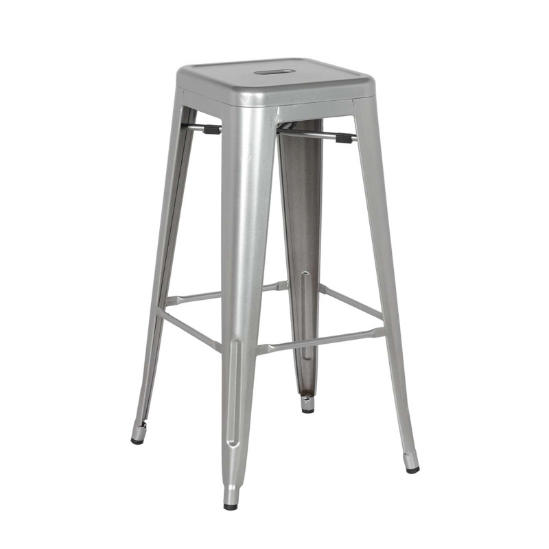 Tabouret de bar en métal 94115, Perle argentée