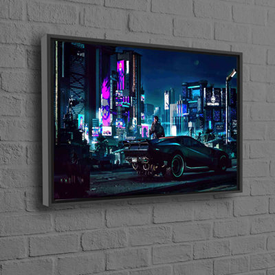 Large Cyberpunk Art Canvas Print Featuring Futuristic Street 3D Design Ideal For Game Room And Home Decor Wall Art