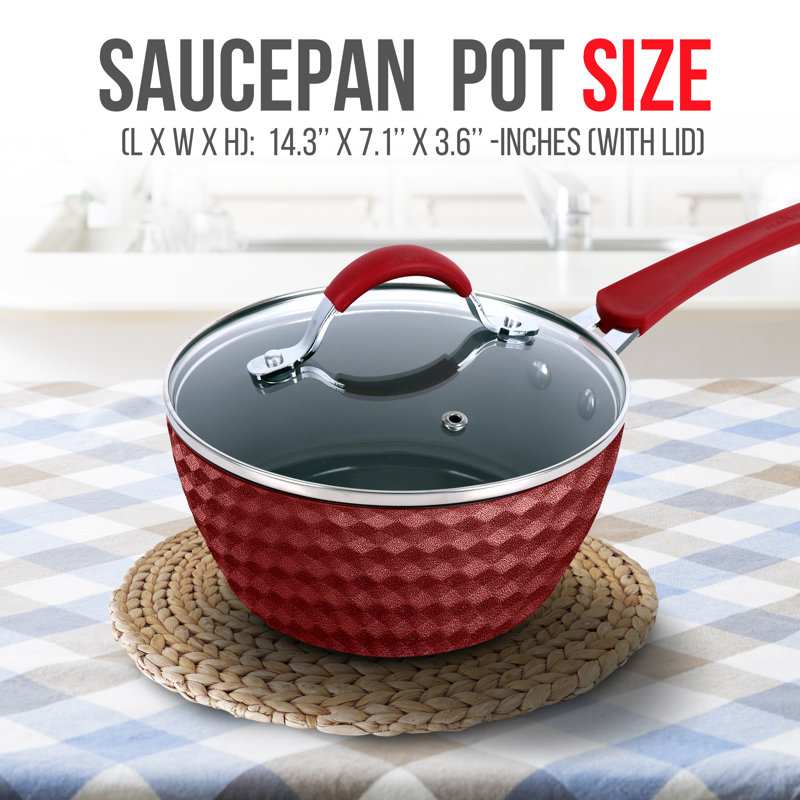 Nutrichef Saucepan Pot With Lid - Non-Stick High-Qualified Kitchen Cookware, 1.7 Quart (Works With Model: NCCW11RDD)