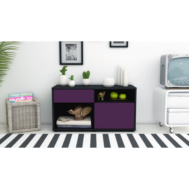 Stephan 92 cm W Chest of Drawers, Purple / Matte Anthracite