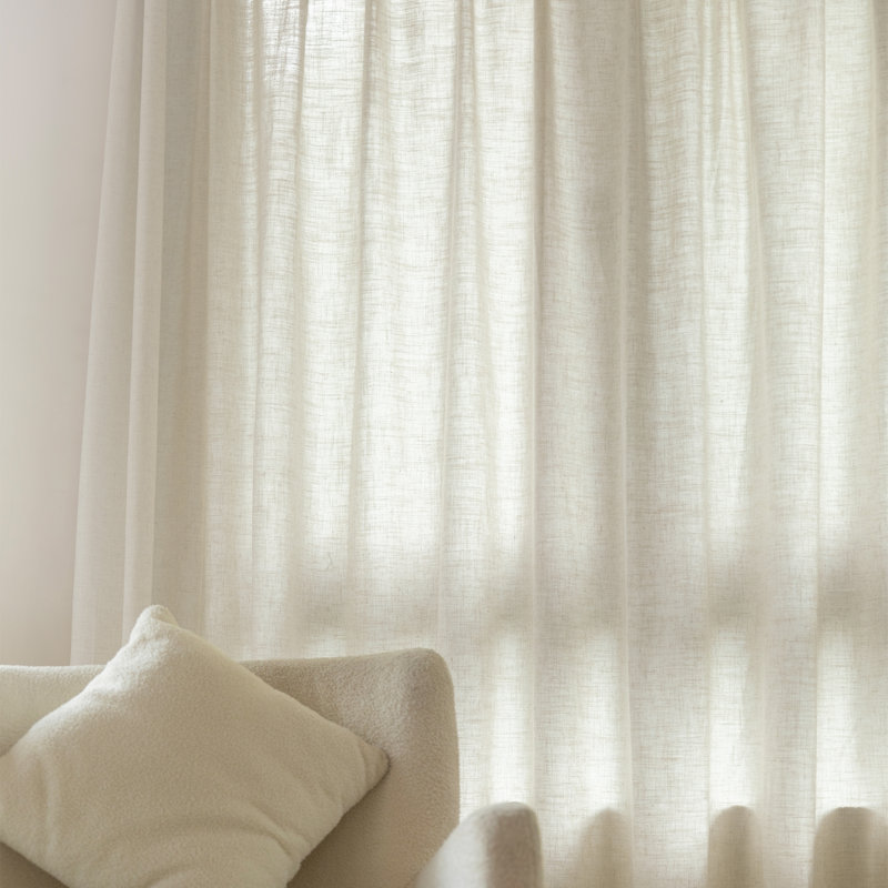 52''W Light Filtering Linen Curtains - Back Tab & Rod Pocket Top, 2 Panels Set, 100" W x 84" L