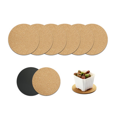 Ensemble de soucoupes pour plantes en liège 6 pièces - Sous-verres et plateaux d'égouttement absorbants de 6 pouces pour pots de fleurs d'intérieur, protection de table et de plancher