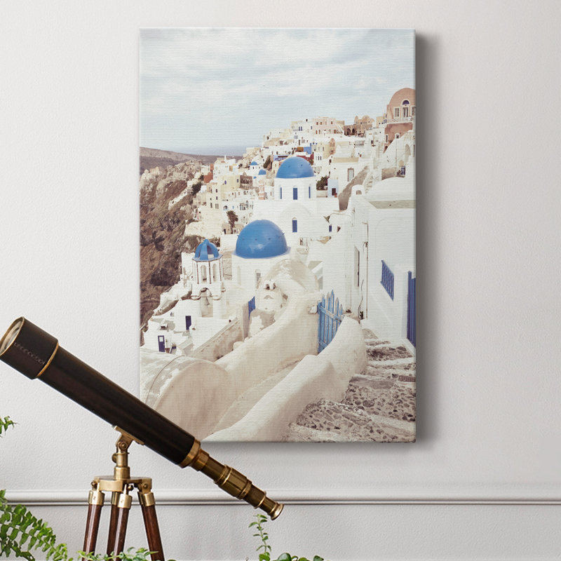 Santorini - peinture sur toile tendue, H 18 po x l 12 po x P 1 po