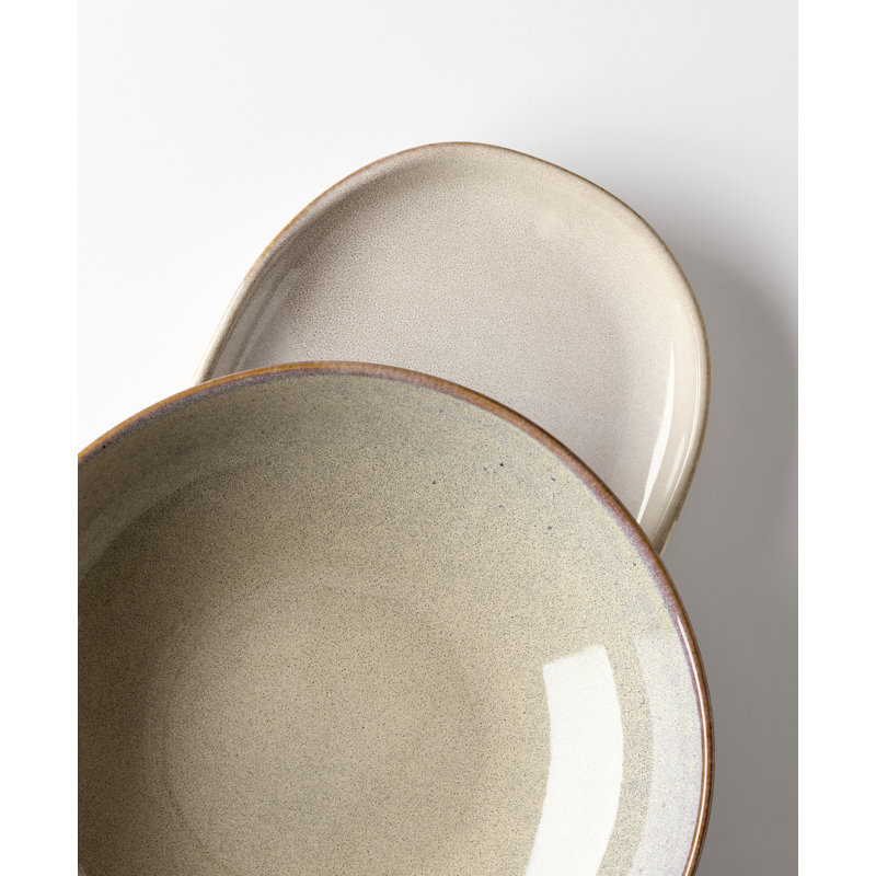Organic Shades 2-Piece Serving Set, Oatmeal, Cream