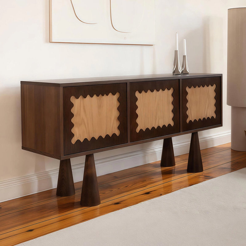 Retro Nut-Brown Solid Wood Sideboard