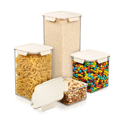 Sorbus Airtight Clear Food Storage Container Plastic Stackable, Snap Lid BPA free - Square 4 Pack  