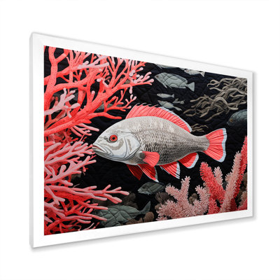 Impression sur toile monochrome de poissons roses et noirs sur toile