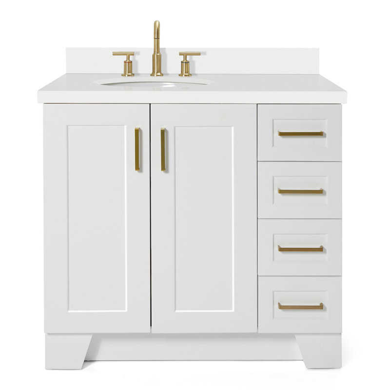 37 IN.  Single Bathroom Vanity, Left, Oval, Midnight Blue