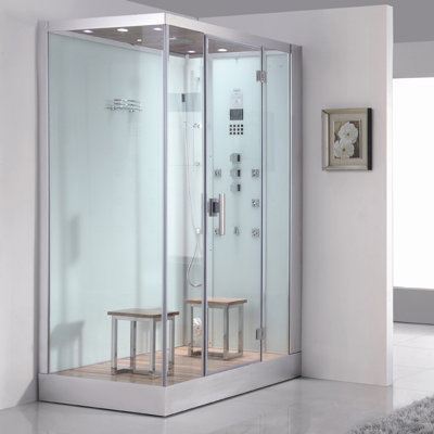 Douche à vapeur rectangulaire encadrée H 89,2 po x l 59 po Platinum