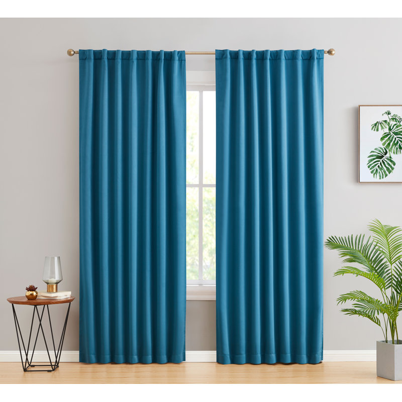 Arbas Curtain Pair, Teal Blue, 52" W x 54" L