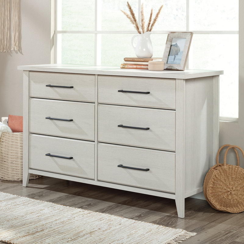 Commode double 6 tiroirs l 50,9 po Freda, Chêne glacier