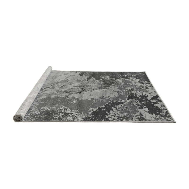 Tapis gris / noir en chenille / polyester tissé à la machine Williette, Carré de 6 pi