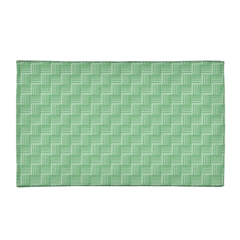 Tapis à rayures bleues monochrome basketweave, Rectangle 5 pi x 7 pi