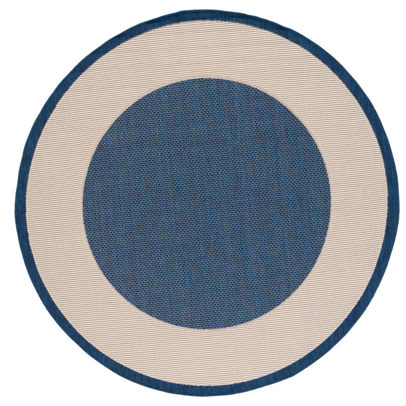 Tapis d'intérieur / extérieur bleu marine / beige VIlmar, Rond 6 pi 7 po