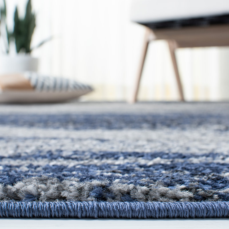 Algonquin Performance Abstract Rug, Runner 2'6" x 6', Gray/Blue