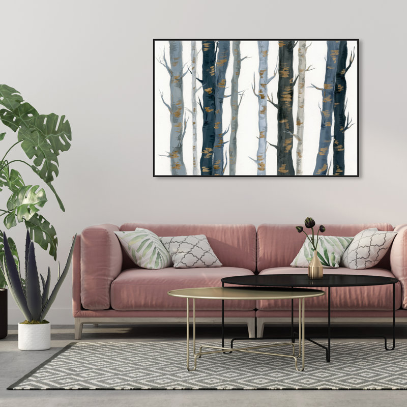 Nature et paysage derrière les bois - impression sur toile tendue, H 36 po x l 54 po, Cadre noir