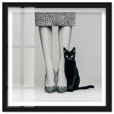 Catwalk and Cat II Shadowbox Print Glam Wall Decor by Notoriart, Black Frame, 20 x 20