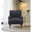 Fauteuil gris foncé de style moderne du milieu du siècle, recouvert de velours côtelé de 5 cm de large et doté de 9 pieds en bois massif, idéal pour un salon confortable et relaxant.