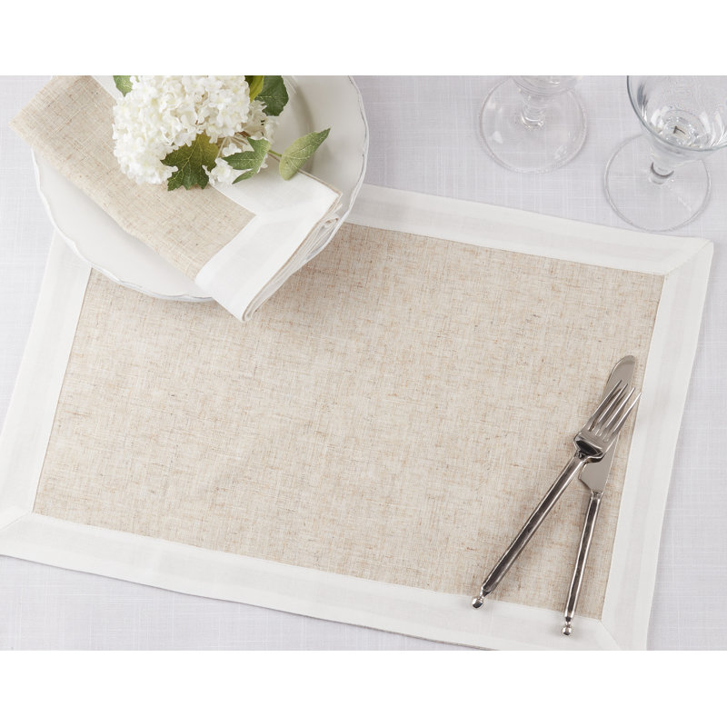 Natural Two Tone Linen Blend Table Placemats Set of 4