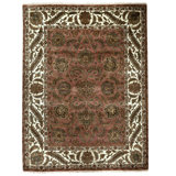 Hand Knotted Wool Oriental Area Rug in Rust And Ivory