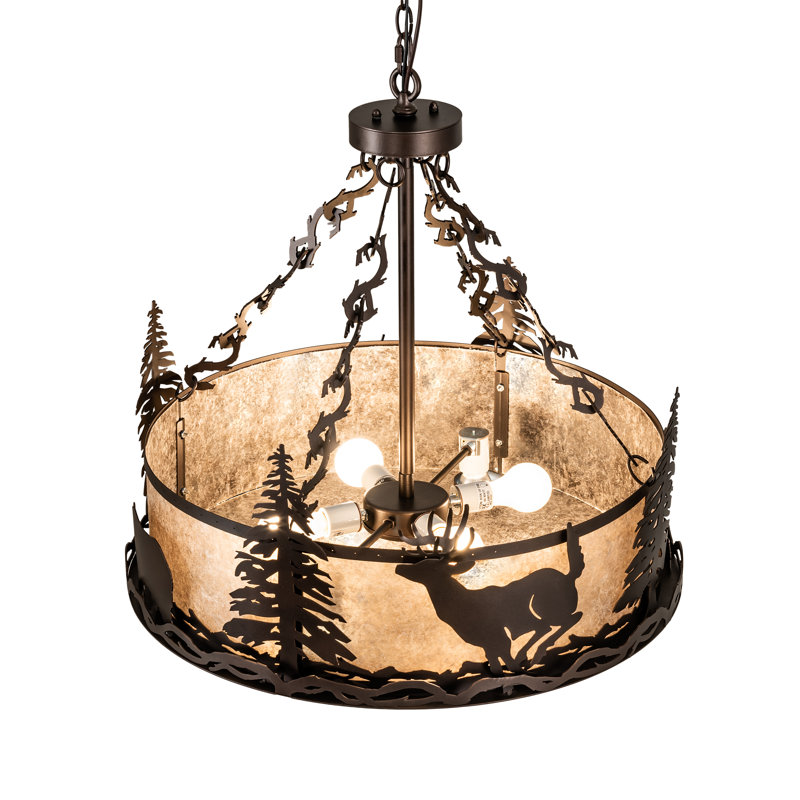 Wildlife 6 - Light Dimmable Drum Chandelier