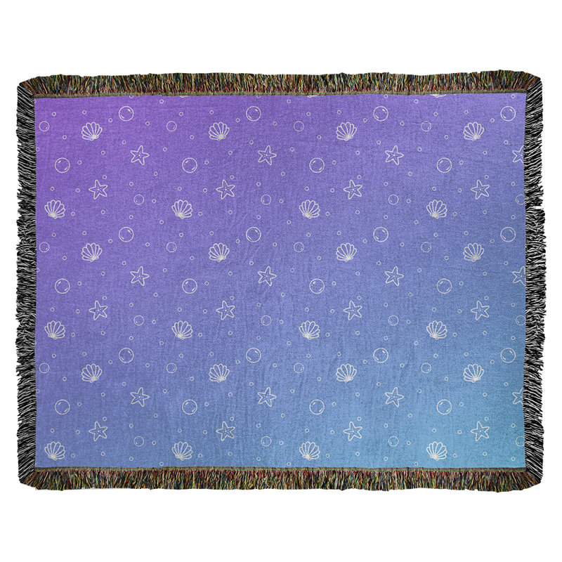 Couverture en coton tissé Katelyn Elizabeth, l 60 po x L 80 po, Mauve / Bleu