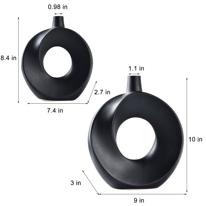 Vase de table en céramique Cassilis, Noir