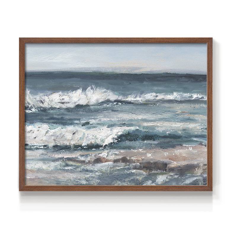 Ocean Breakers I -Framed Print - Restickable, H 8 po x l 10 po, Noyer