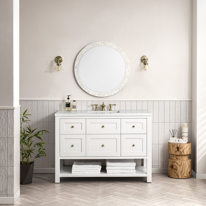 Breckenridge 48'' W Single Vanity, Bright White, White Zeus, 8" Widespread