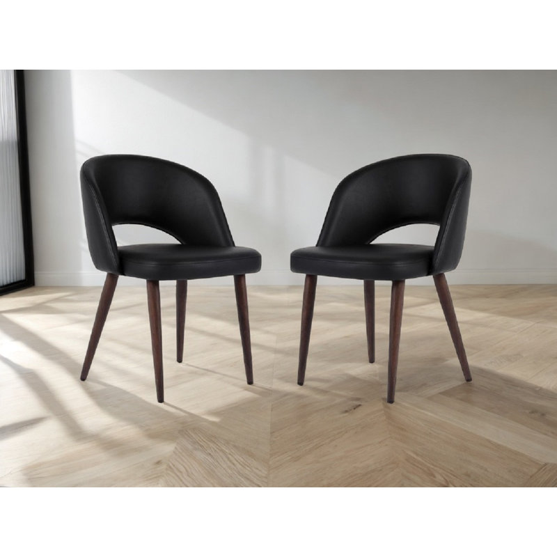 Chaise de salle à manger en cuir, Noir